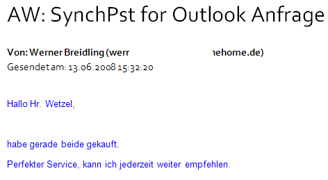 Besserer Druck von Outlook E-mails