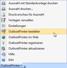 OutlookPrinter Symbolleiste
